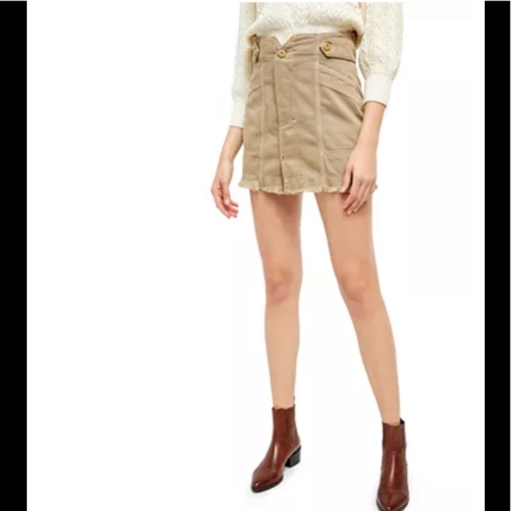 Free People Alpha Utility Contrast-Seam Mini Skirt - Picture 3 of 7